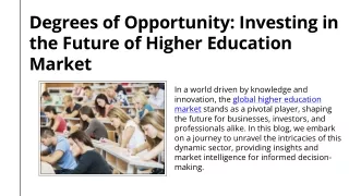 Degrees of Opportunity Investing in the Future of Higher Education Market