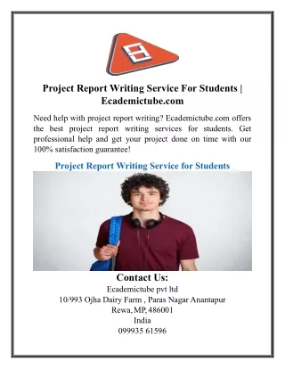 Project Report Writing Service For Students | Ecademictube.com