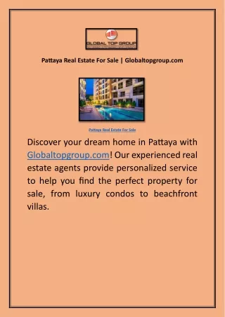 Pattaya Monthly Rentals | Globaltopgroup.com