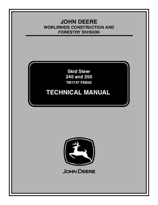 John Deere 240 Skid Steer Loader Service Repair Manual