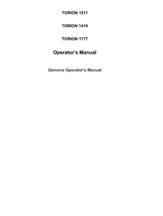 CLAAS TORION 1177 (Type K55) Wheel Loader Operator manual