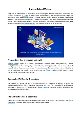 Zwigato Token (Z Token)