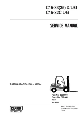 Clark C15-33(35) DLG Forklift Service Repair Manual