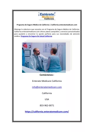 Programa de Seguro Médico de California | California.enteratemedicare.com