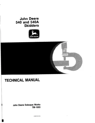 JOHN DEERE 540A Skidder Service Repair Manual (TM1003)