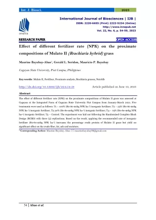 Effect of different fertilizer rate (NPK) on the proximate compositions