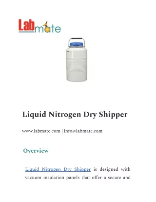 Liquid Nitrogen Dry Shipper