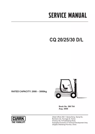 Clark CQ202530 L Forklift Service Repair Manual