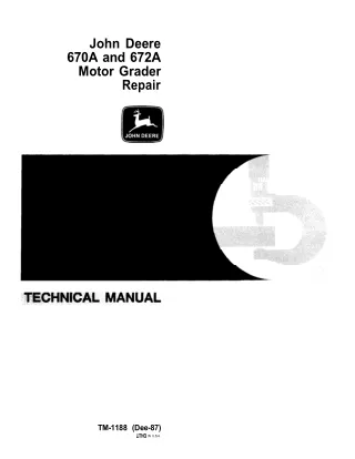 John Deere 670A Motor Grader Service Repair Manual