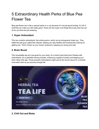 5 Extraordinary Health Perks of Blue Pee Flower Tea