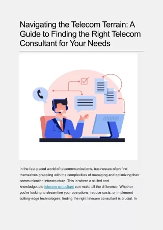 Navigating the Telecom Terrain: A Guide to Finding the Right Telecom Consultant