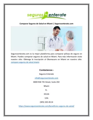 Comparar Seguros de Salud en Miami | Segurosenterate.com