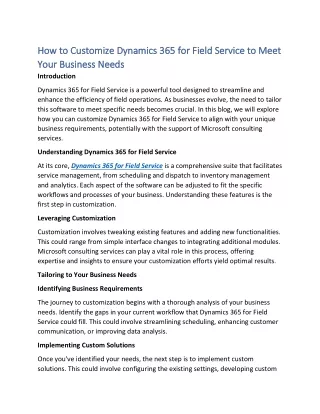 How to Customize Dynamics 365 for Field Service to Meet Your Business Needs