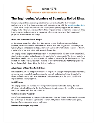 The Engineering Wonders of Seamless Rolled Rings