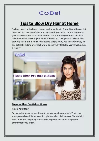 Tips to Blow Dry Hair at Home