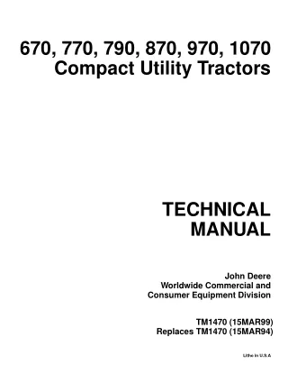 John Deere 770 Compact Utility Tractor Service Repair Manual