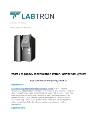 Radio Frequency Identification Water Purification System