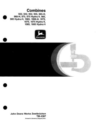 John Deere 965-H Combines Service Repair Manual (tm4387)