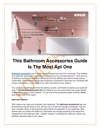 This Bathroom Accessories Guide Is The Most Apt One