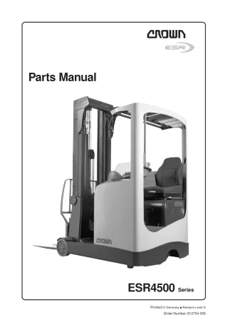 Crown ESR4500 Series Forklift Parts Catalogue Manual