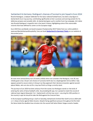 Switzerland Vs Germany Rodriguez's chances of Survival to join Squad in Euro 2024