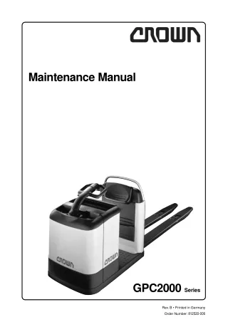 Crown GPC2040 Lift Truck Service Repair Manual