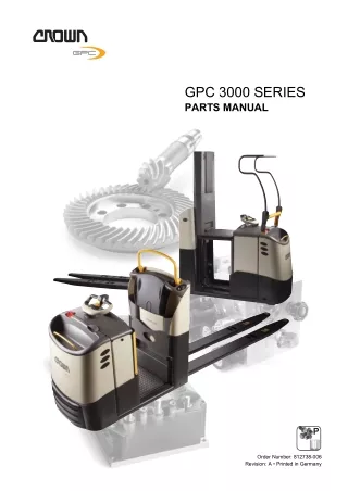 Crown GPC3000 Series Lift Truck Parts Catalogue Manual