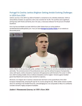 Portugal Vs Czechia: Janktos Brighton Getting Amidst Evolving Challenges in UEFA