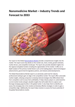 Nanomedicine Market – Industry Trends