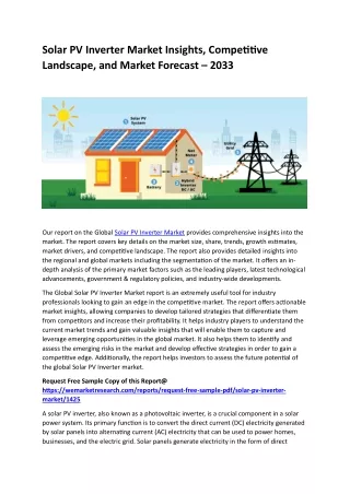 Solar PV Inverter Market Insights, Competitive Landscape