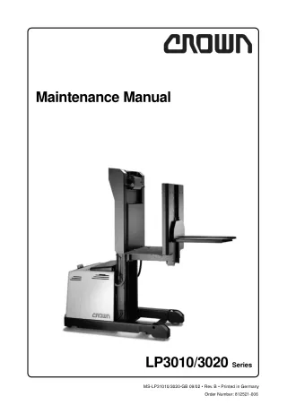 Crown LP3010 Lift Truck Service Repair Manual