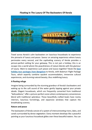 Floating In The Luxury Of The Backwaters Of Kerala