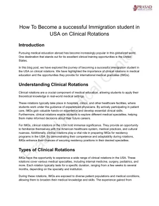 How To Become a successful Immigration student in USA on Clinical Rotations