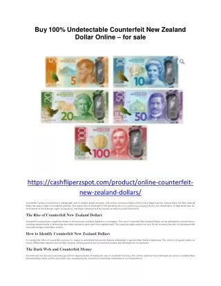 Buy 100 Undetectable Counterfeit New Zealand Dollar Online