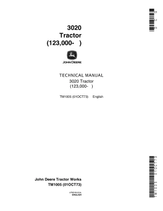 John Deere 3020 Tractor Service Repair Manual (tm1005)