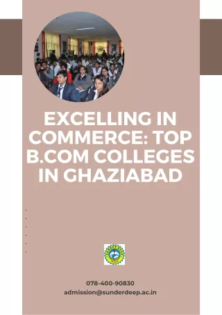 Excelling in Commerce Top B.Com Colleges in Ghaziabad