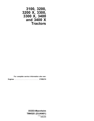 John Deere 3200X Tractor Service Repair Manual (tm4525)