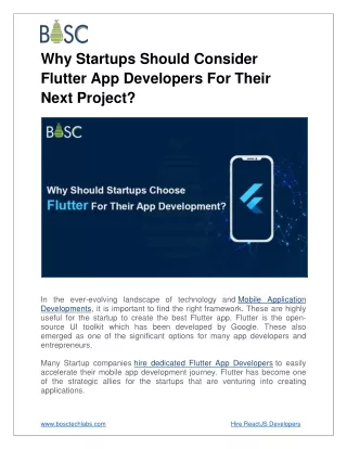 Why Startups Should Consider Flutter App Developers?
