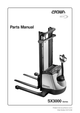 Crown SX3000 Series Forklift Parts Catalogue Manual