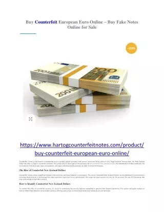 Buy Counterfeit European Euro Online