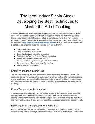 The Ideal Indoor Sirloin Steak_ Developing the Best Techniques to Master the Art of Cooking - Google Docs