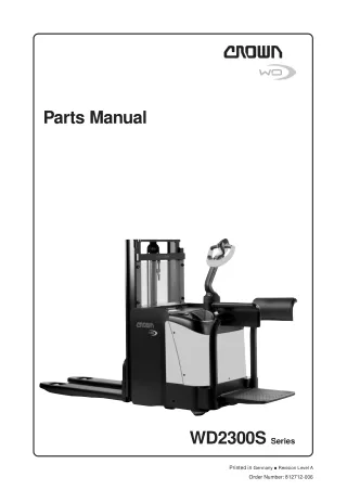 Crown WD2300S Series Walkie Reach Stacker Parts Catalogue Manual