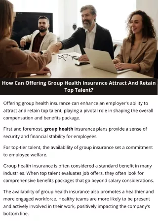 How Can Offering Group Health Insurance Attract And Retain Top Talent?
