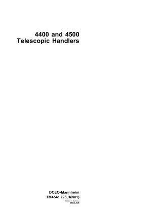 John Deere 4400 Telescopic Handlers Service Repair Manual (tm4541)