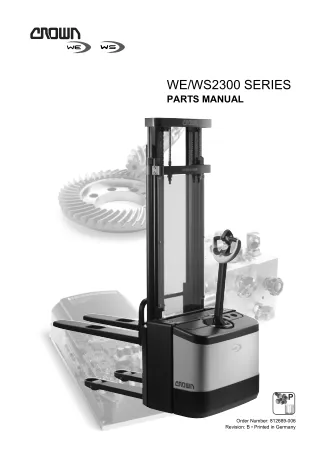 Crown WS2300 Series Forklift Parts Catalogue Manual