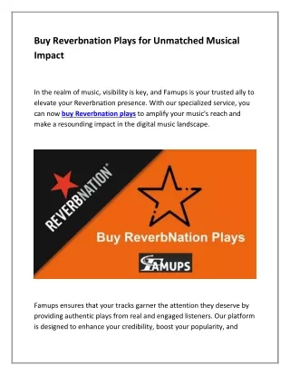 Buy Reverbnation Plays for Unmatched Musical Impact