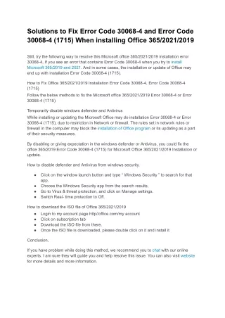 Solutions to Fix Error Code 30068-4 and Error Code 30068-4 (1715) When installing Office 365_2021_2019 (1)