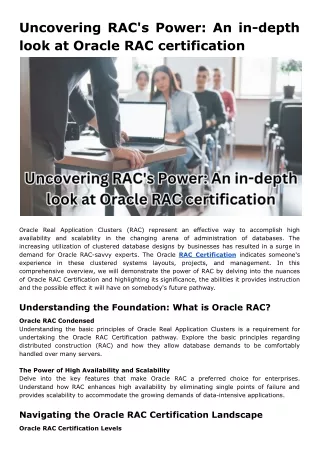 Uncovering RAC's Power: An in-depth look at Oracle RAC certification