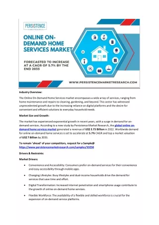 Online On-demand Home Services Market Reshaping Domestic Comfort