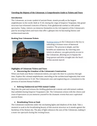 _Colosseum_ A Comprehensive Guide to Tickets and Tours